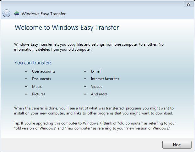 Windows Easy Transfer