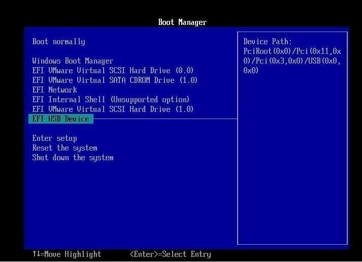 Boot from EFI USB Device