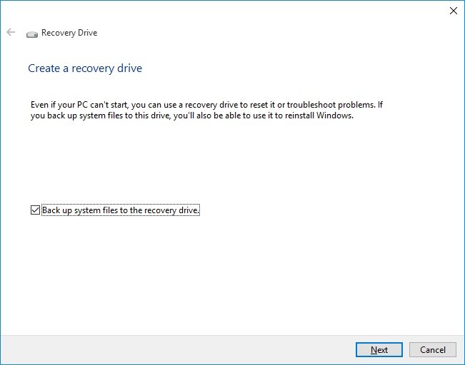 Recovery Drive Creator