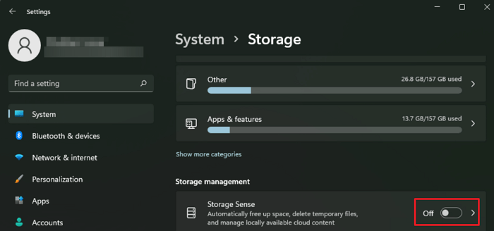 disable storage sense