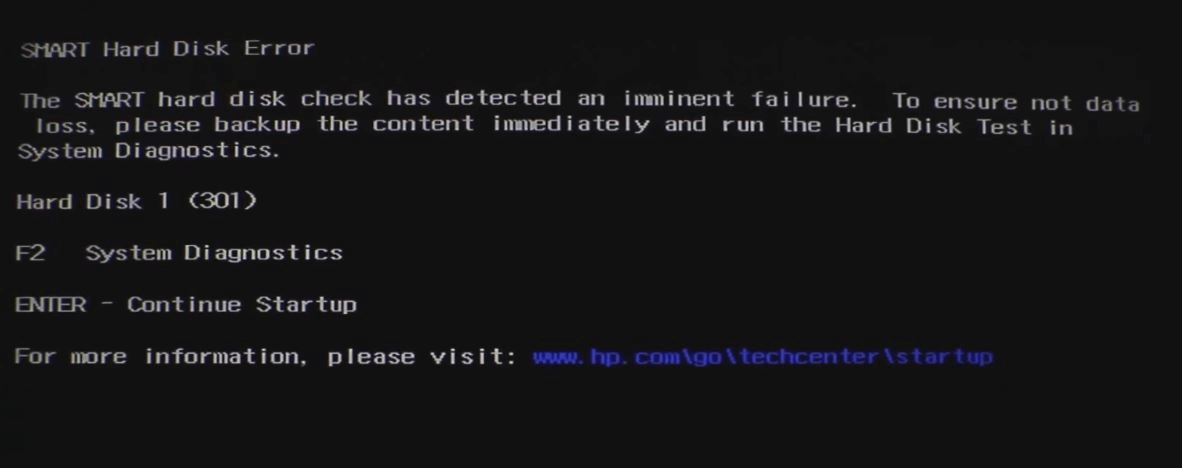 Hard Disk Error 301