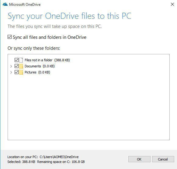 Sync OneDrive Folders to PC