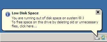 Low Disk Space Warning