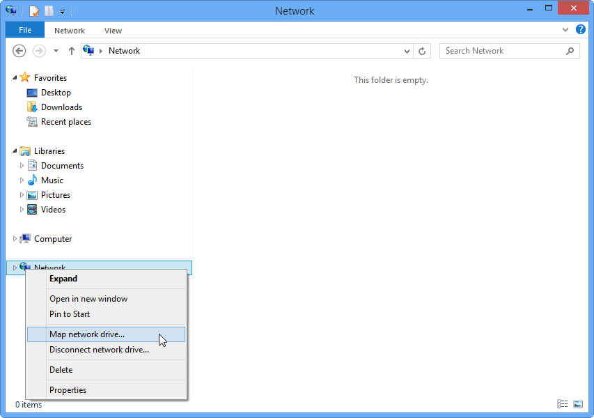 Map Network Drive Windows 8