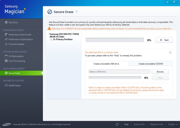 Samsung Magician Secure Erase