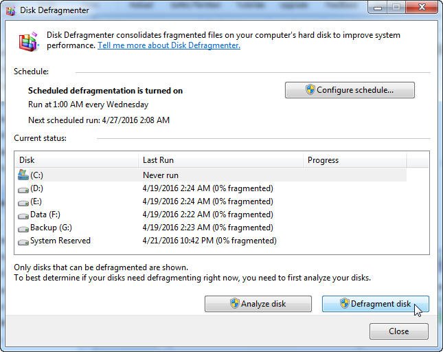 Defragment Disk