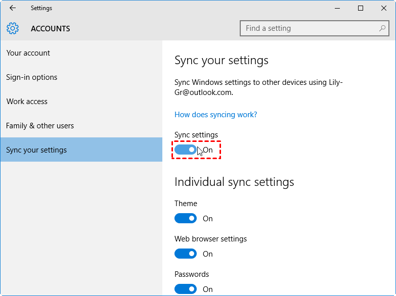 Sync Settings