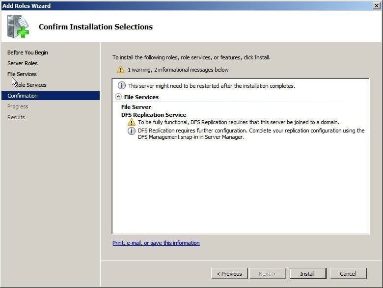 Install DFS Replication