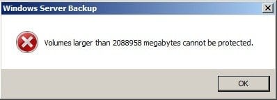 Volumes Larger Than 2TB Cannot Be Protected