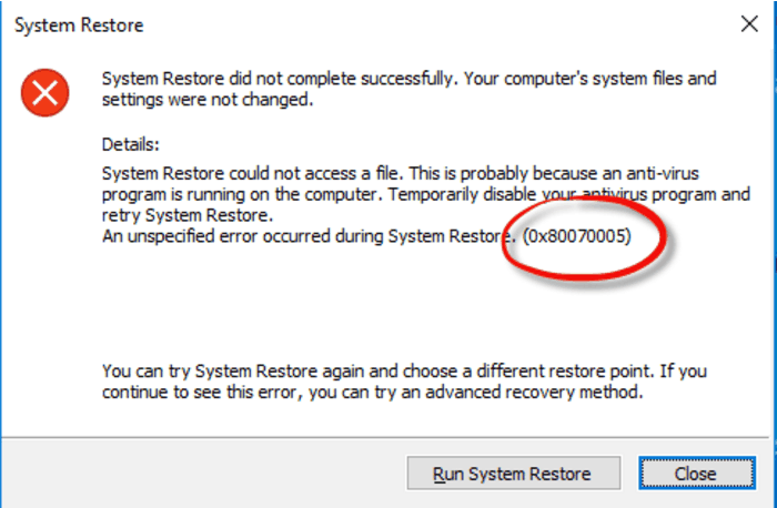 Error 0x80070005