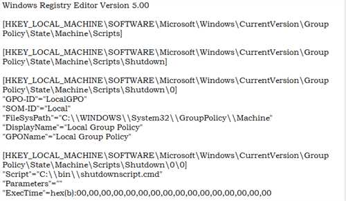 Create registry entry