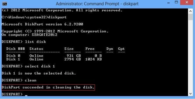 Diskpart Clean
