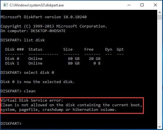 Virtual Disk Service Error Clean Is Not Allowed