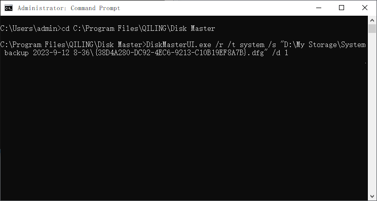 DiskMasterUI Restore Windows 7 Command Line