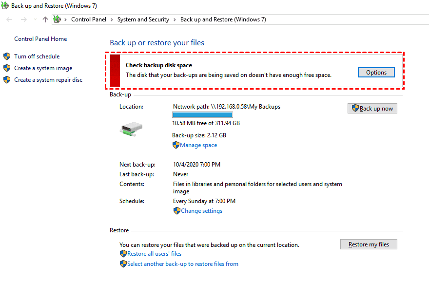 Top 3 Ways to Manage Backup Disk Space in Windows 10/8/7