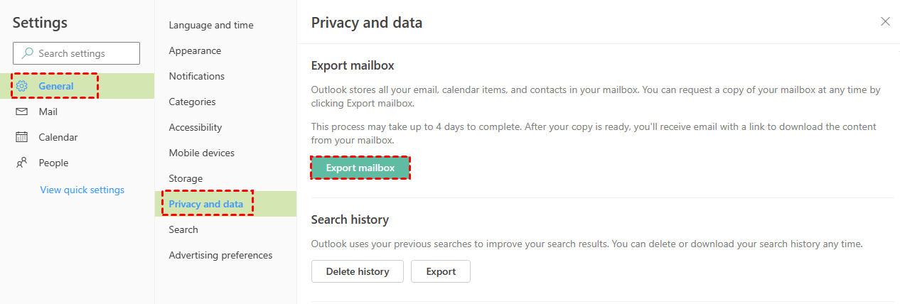 Export Mailbox