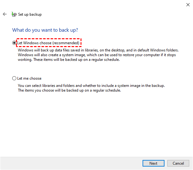 Let Windows Choose