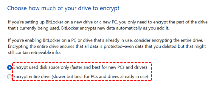 Used Space or Entire Drive