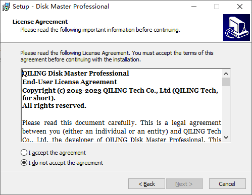 Install Qiling Disk Master Standard