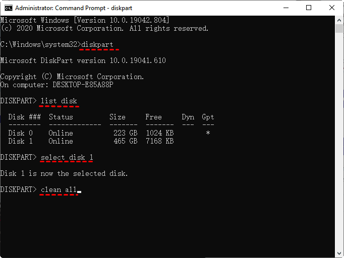 Zero Fill Hard Drive DiskPart