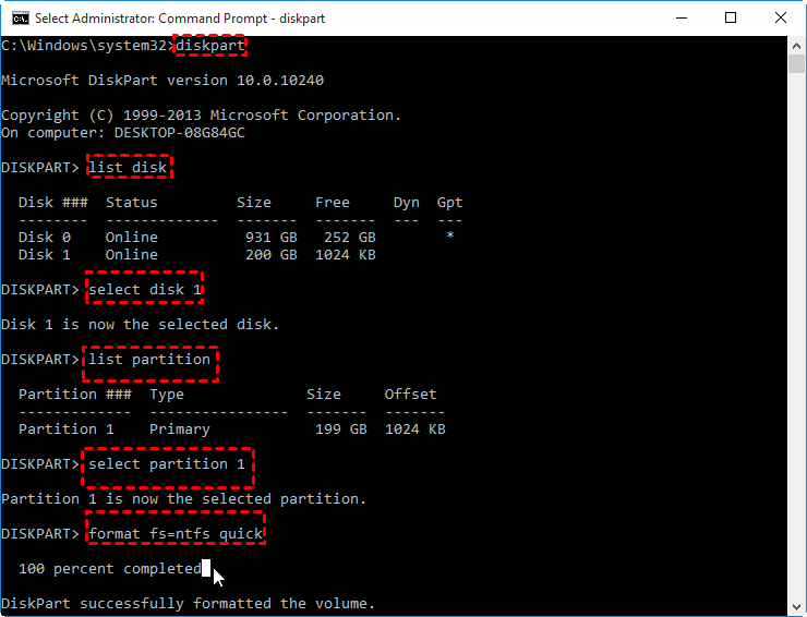 Diskpart Format Ntfs