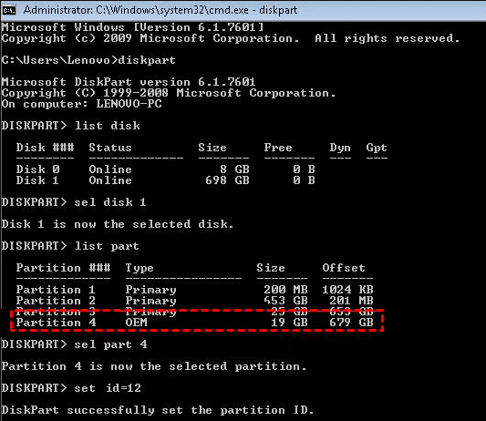 Recreate Recovery Partition