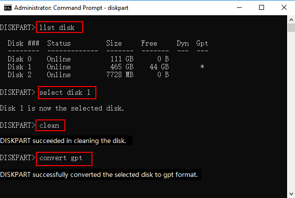 Diskpart Convert GPT