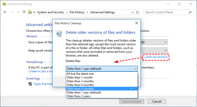 Delete Old Backup Images File History