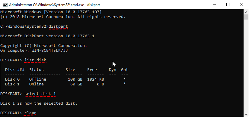 Diskpart Clean Disk