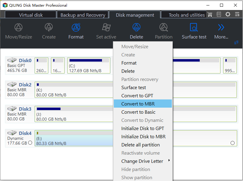 Select Dynamic Disk