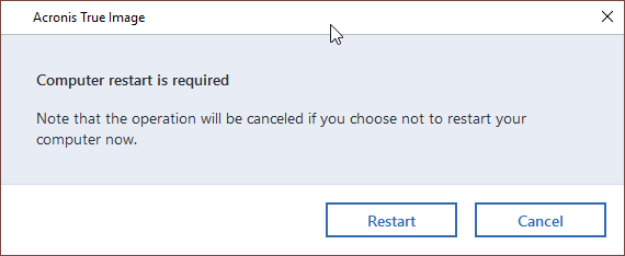 acronis true image computer restart is required