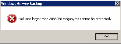 Windows Server Backup Greater Than 2tb