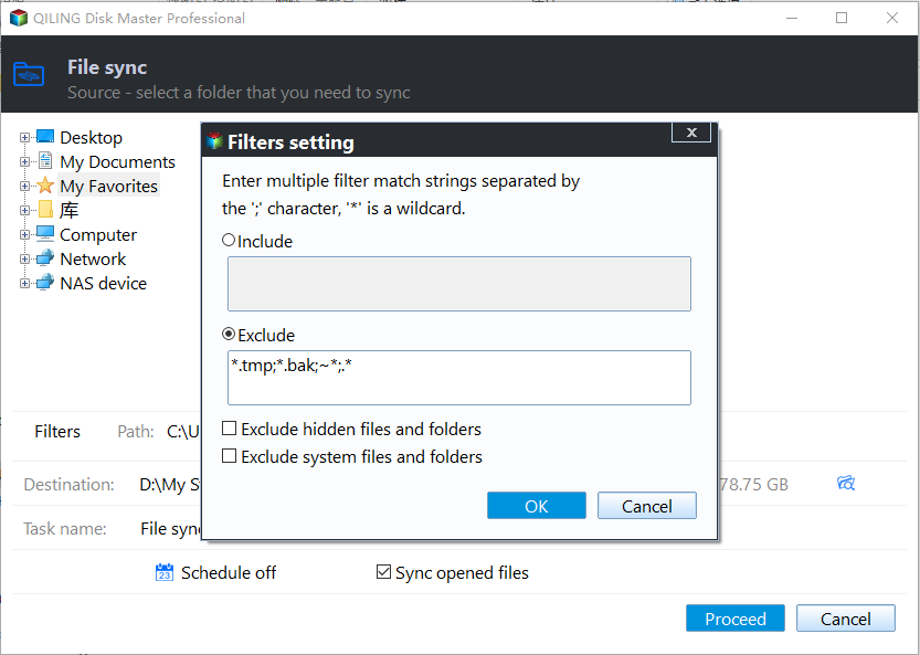 Basic Sync Sync Settings