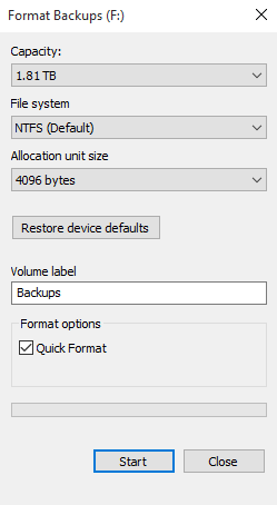 Format External Hard Drive