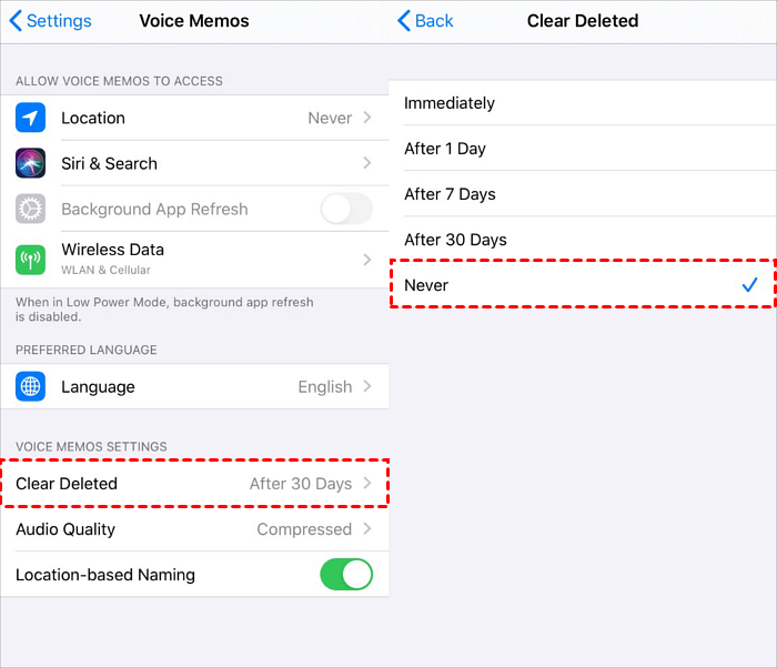 iphone-settings-voice-memos-never-clear-deleted