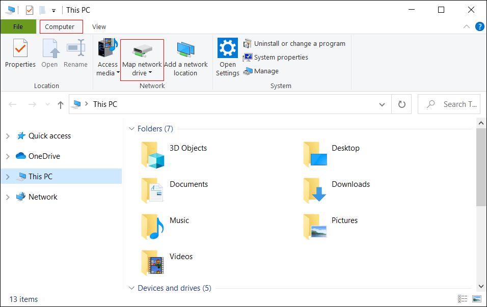 Map Network Drive Windows 10