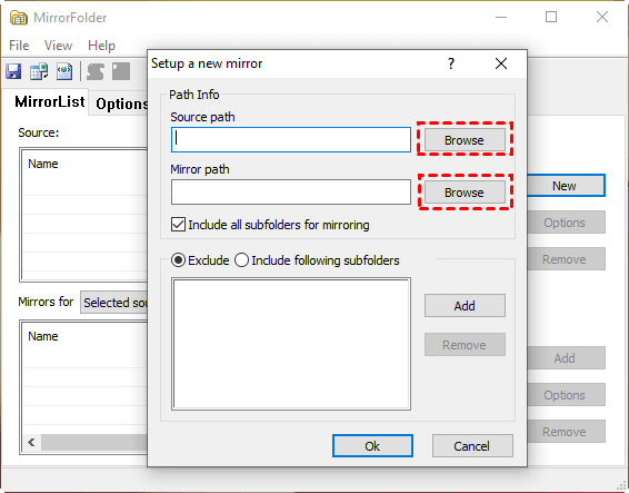 Select Source Mirror Path