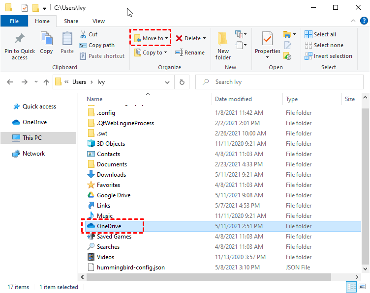 Move OneDrive Folder