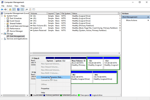 Convert Basic To Dynamic Disk Management