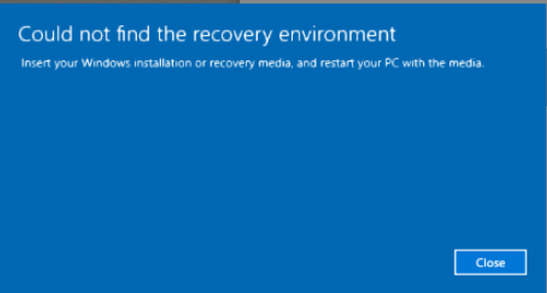 Could Not Find The Recovery Environment