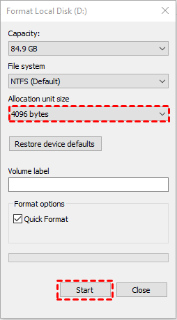 Allocation Unit Size