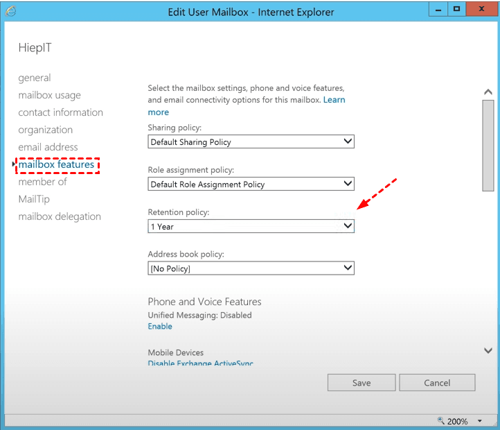 Assign Retention Policy