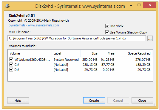 Disk2vhd