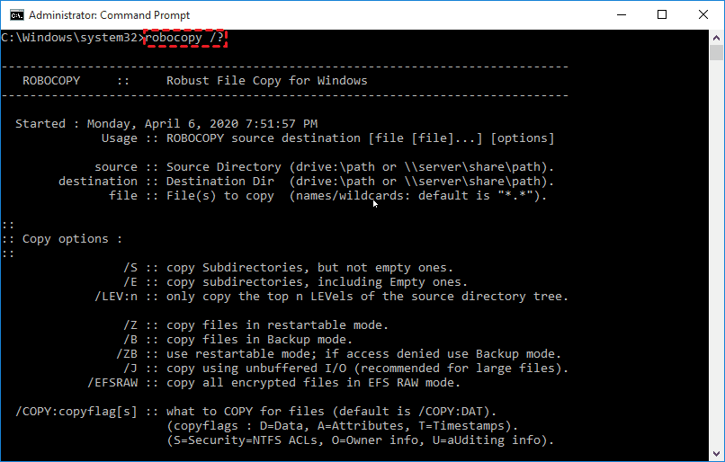 Robocopy Commands