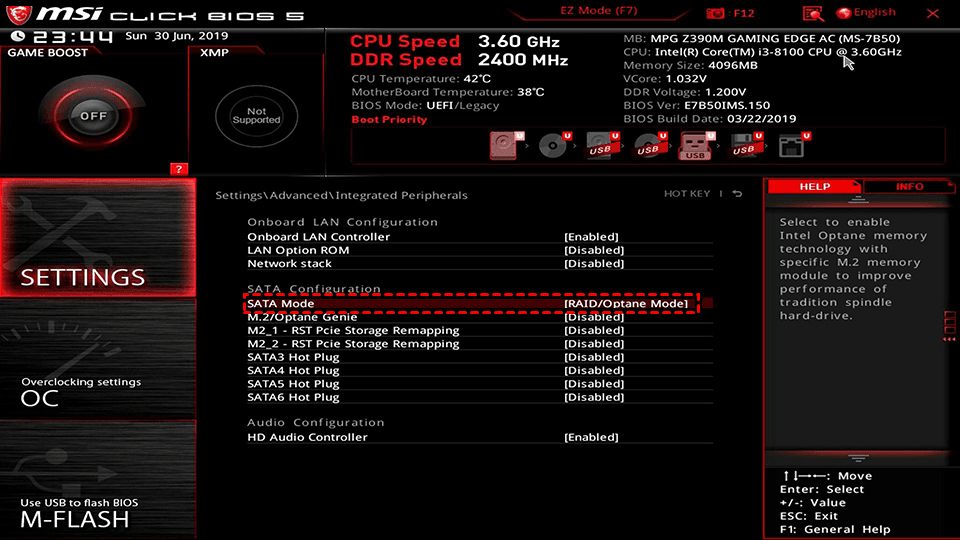 Change SATA to RAID