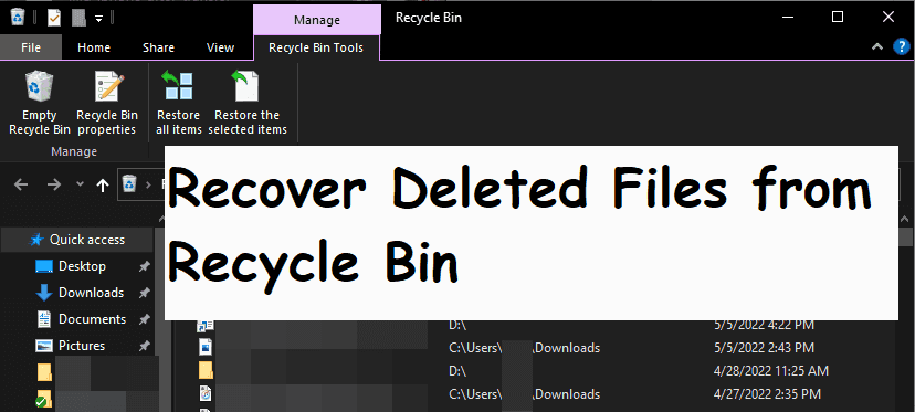 Recover Deleted Files from Recycle Bin