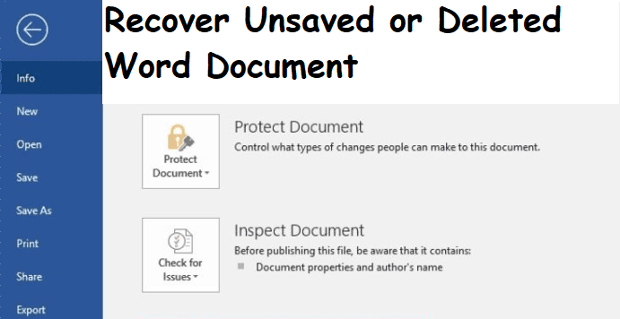 Recover Unsaved Word Document