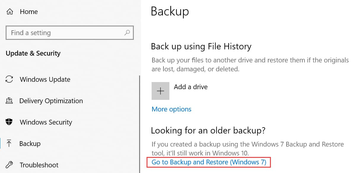 Go to Backup and Restore (Windows 7)