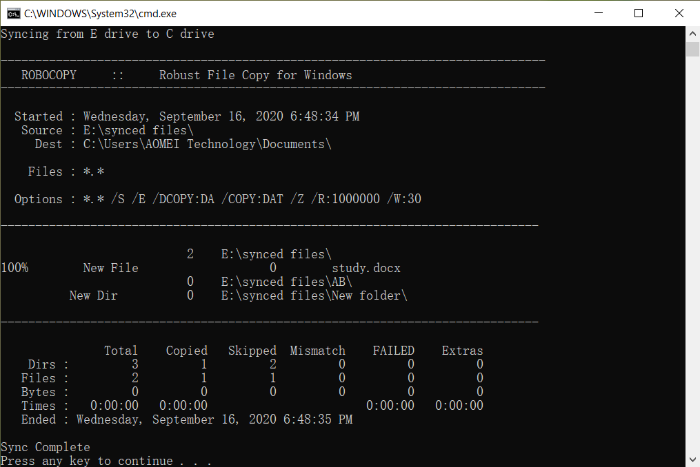 Robocopy Two-Way Sync