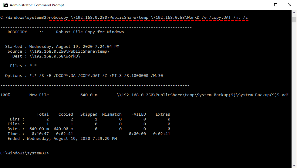 Robocopy Sync Two Folders